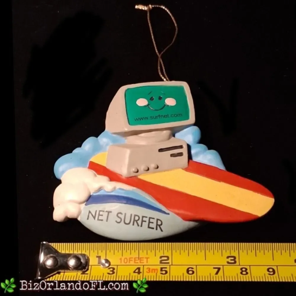 VINTAGE Midwest of Cannon Falls NET SURFER Christmas Ornament COMPUTER Nerd Geek